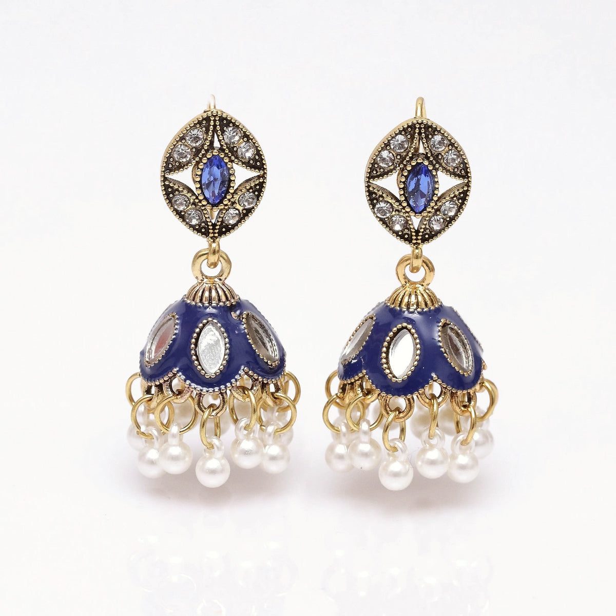 Navy Blue Regal Mirror Jhumki