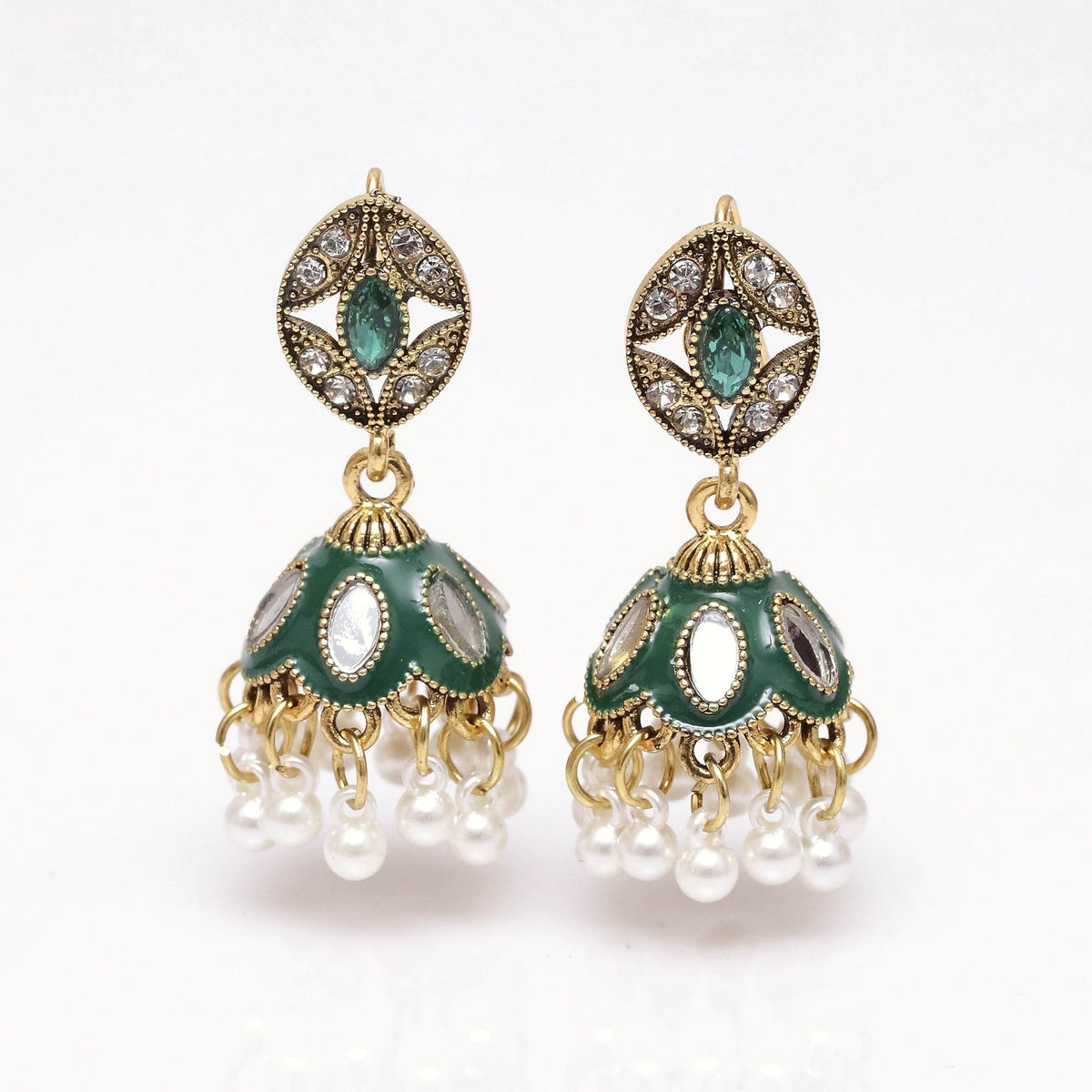 Green Regal Mirror Jhumki