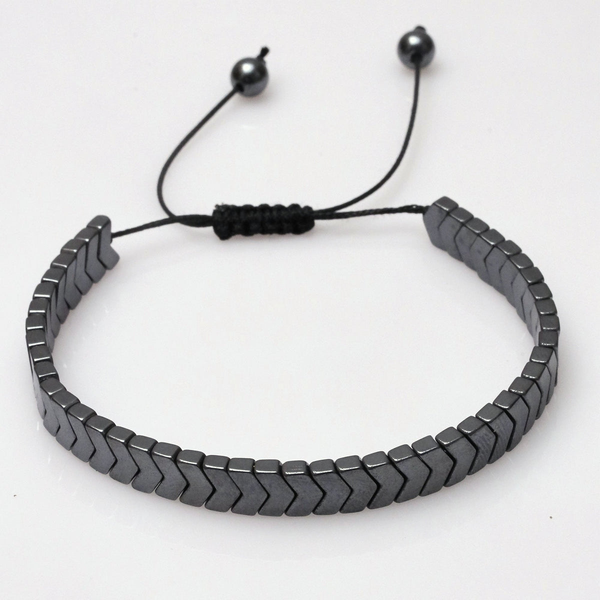 Chevron Hematite Cord Bracelet