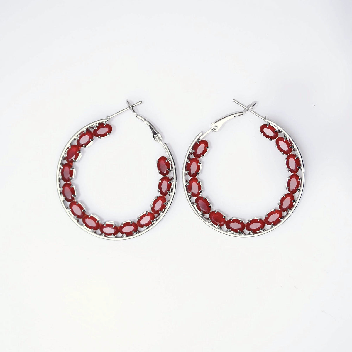 Red Eclipse Crystal Hoop Earrings