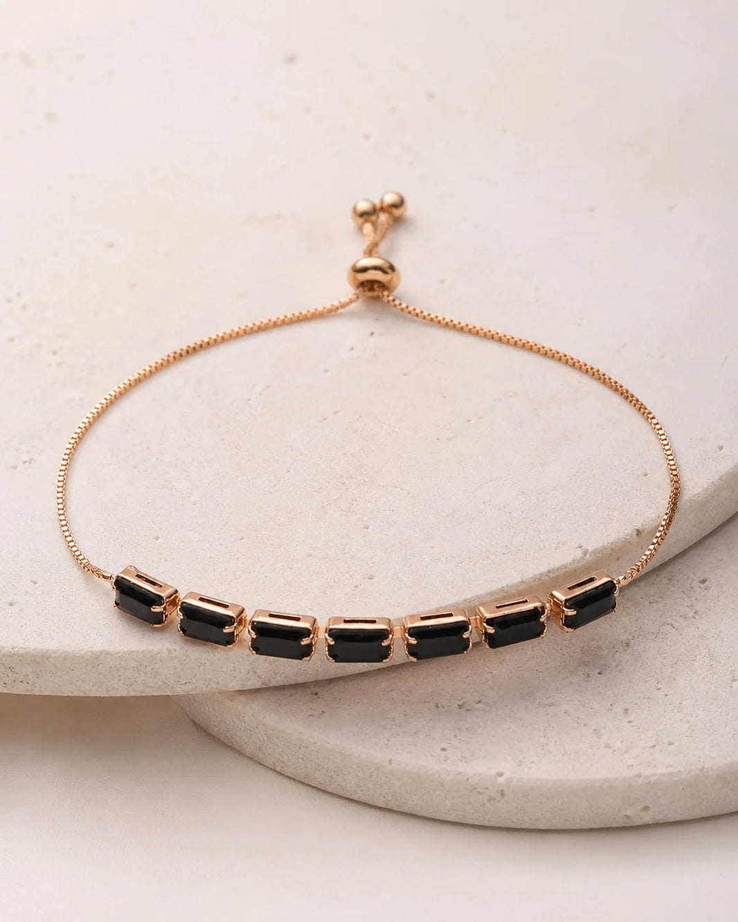 Flat Beads Black Bracelet - Gold Black — product image