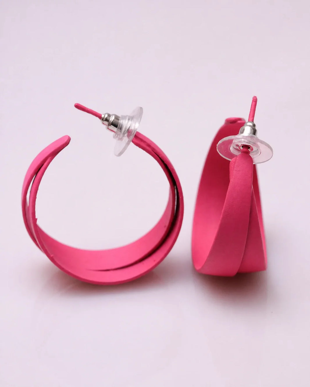 Curved Plastic Earrings - Shocking Pink — product image