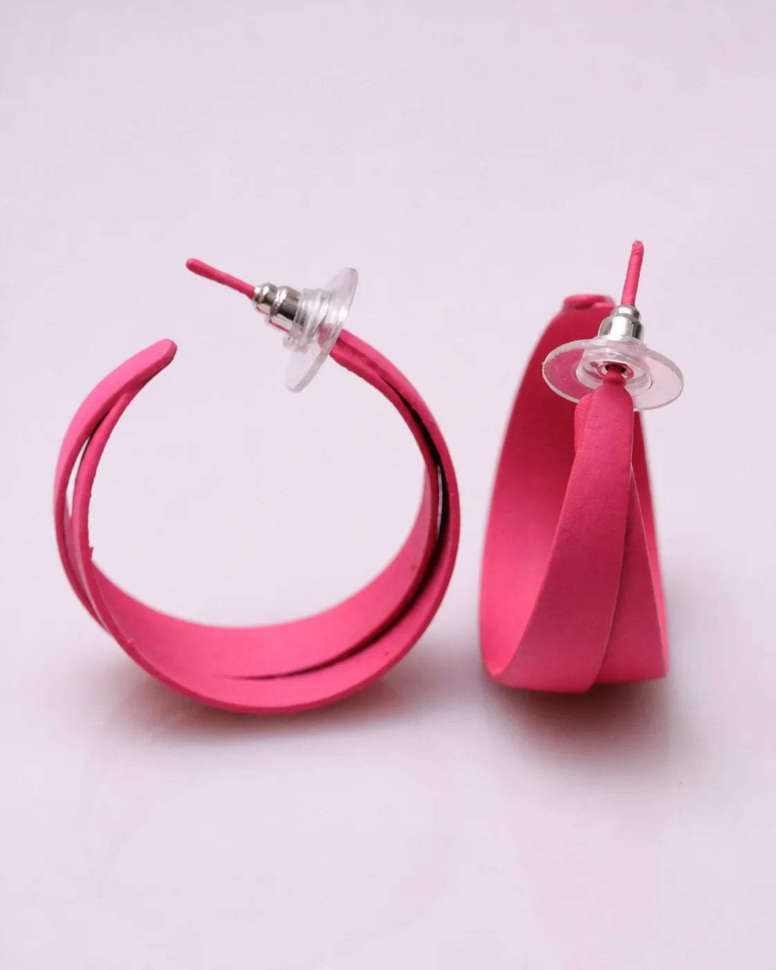 Curved Plastic Earrings - Shocking Pink — product image