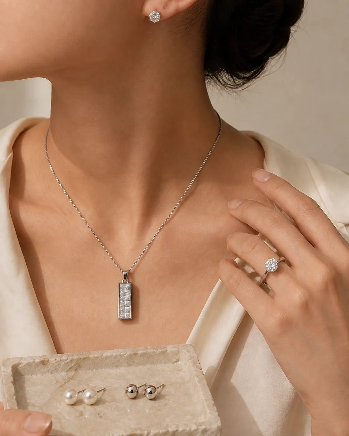 Rings, Tops & Pendant Gift Set V - Silver — lifestyle image