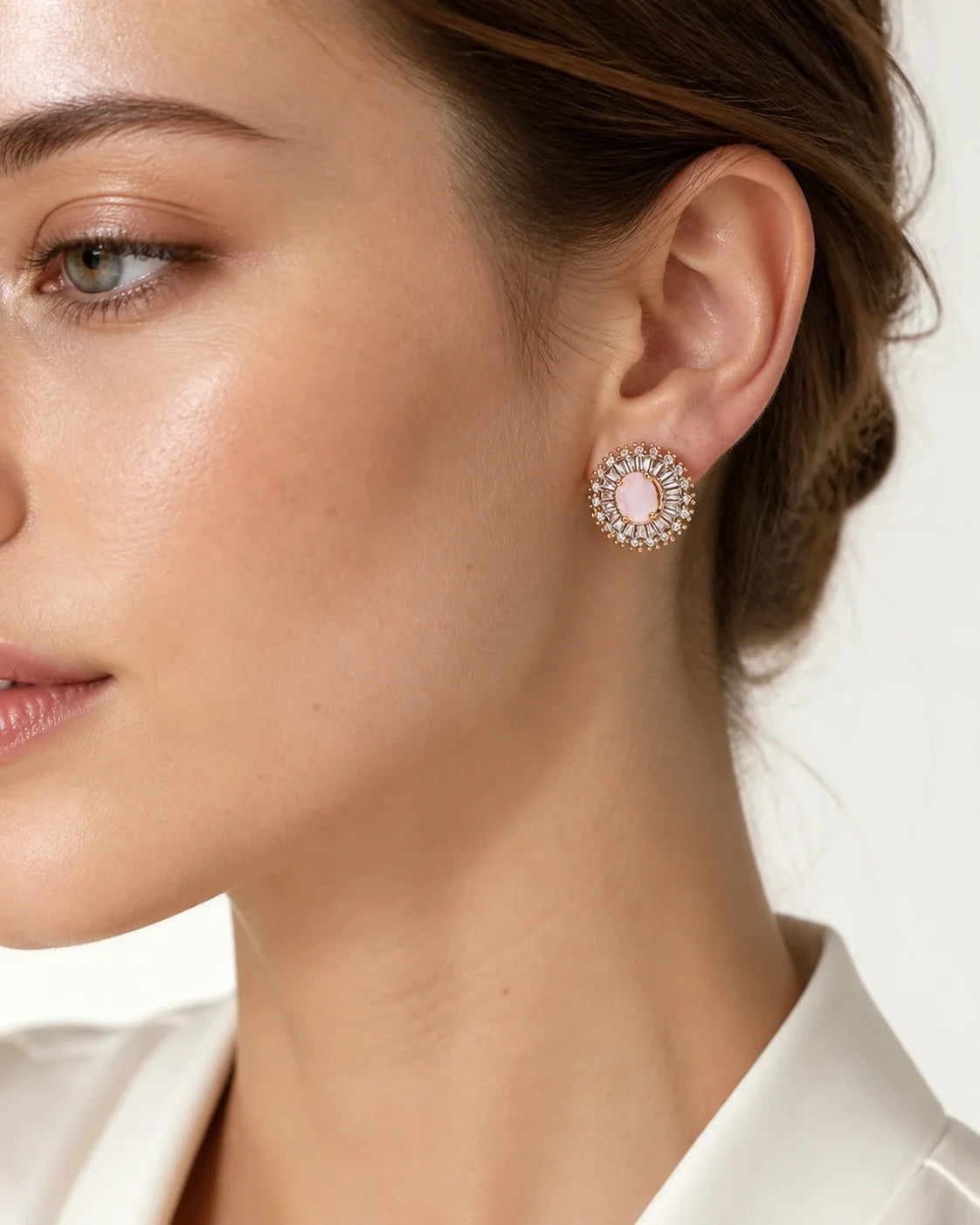 Fancy Tops Earring III - Rose Pink — lifestyle image