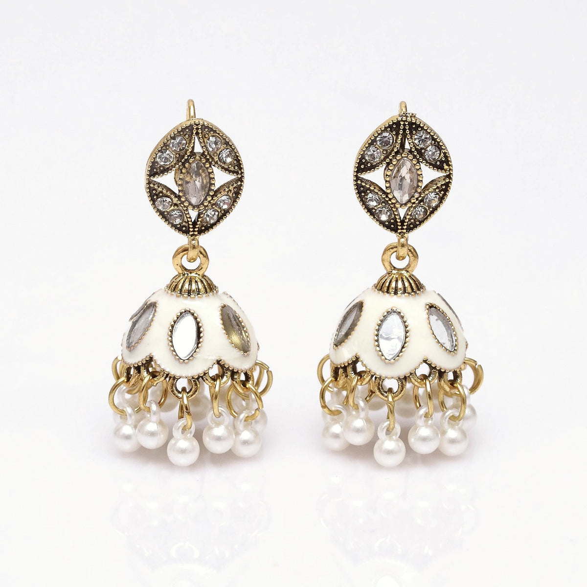 White Regal Mirror Jhumki