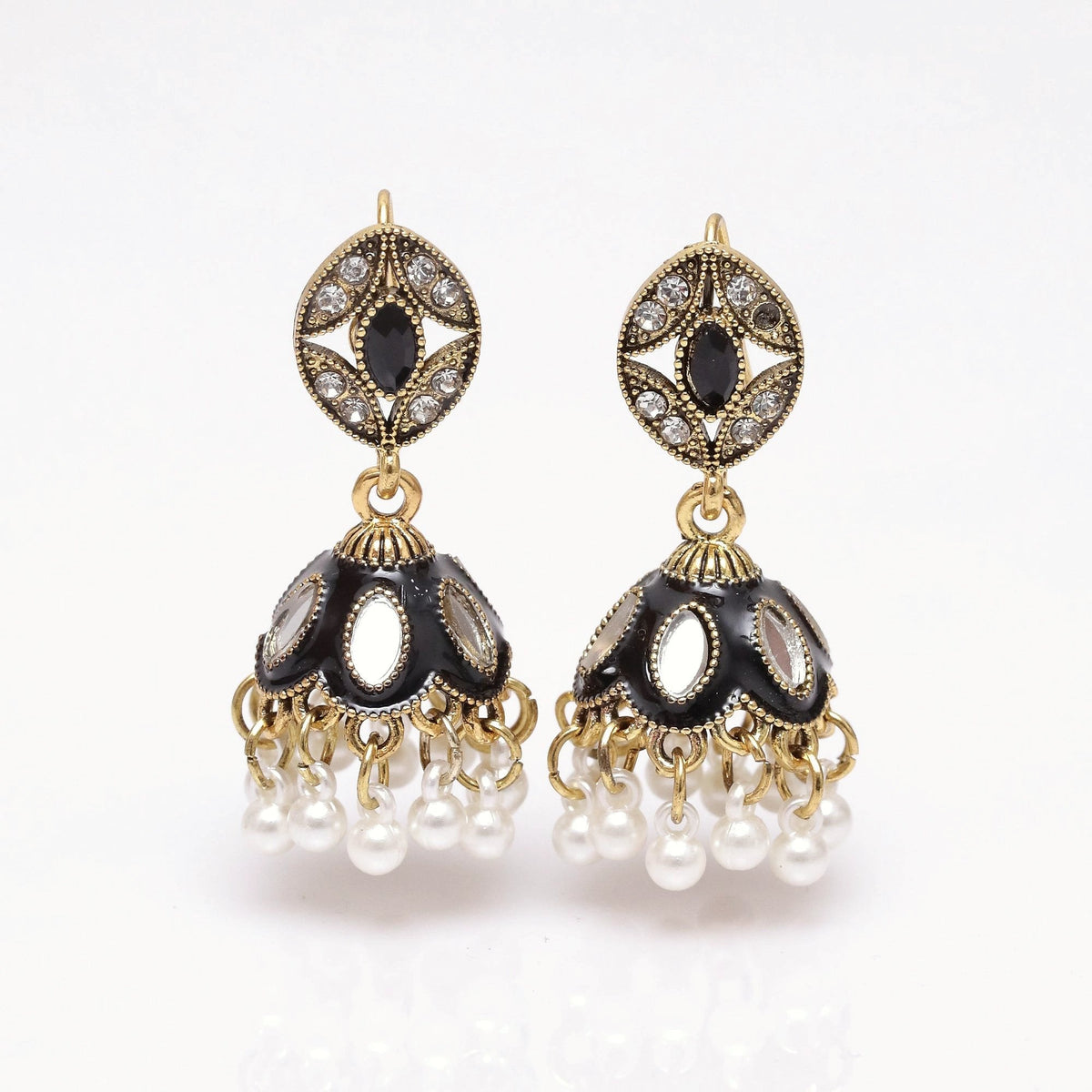 Black Regal Mirror Jhumki