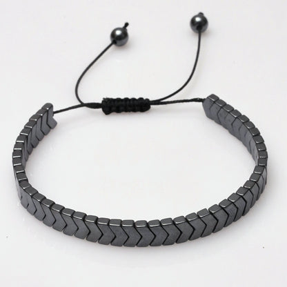 Chevron Hematite Cord Bracelet