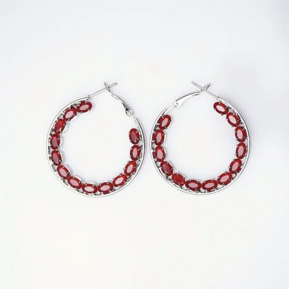 Red Eclipse Crystal Hoop Earrings