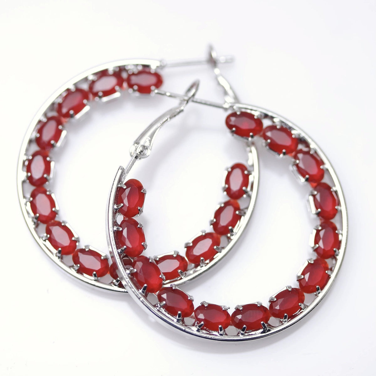 Red Eclipse Crystal Hoop Earrings