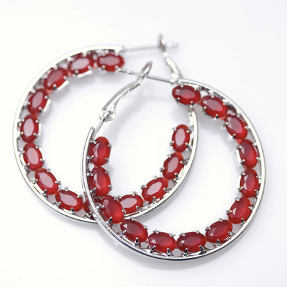 Red Eclipse Crystal Hoop Earrings