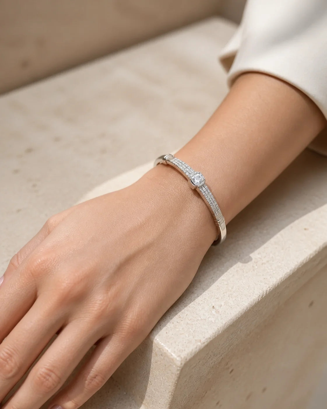 Bracelet and Ring - Silver Light Blue — lifestyle image