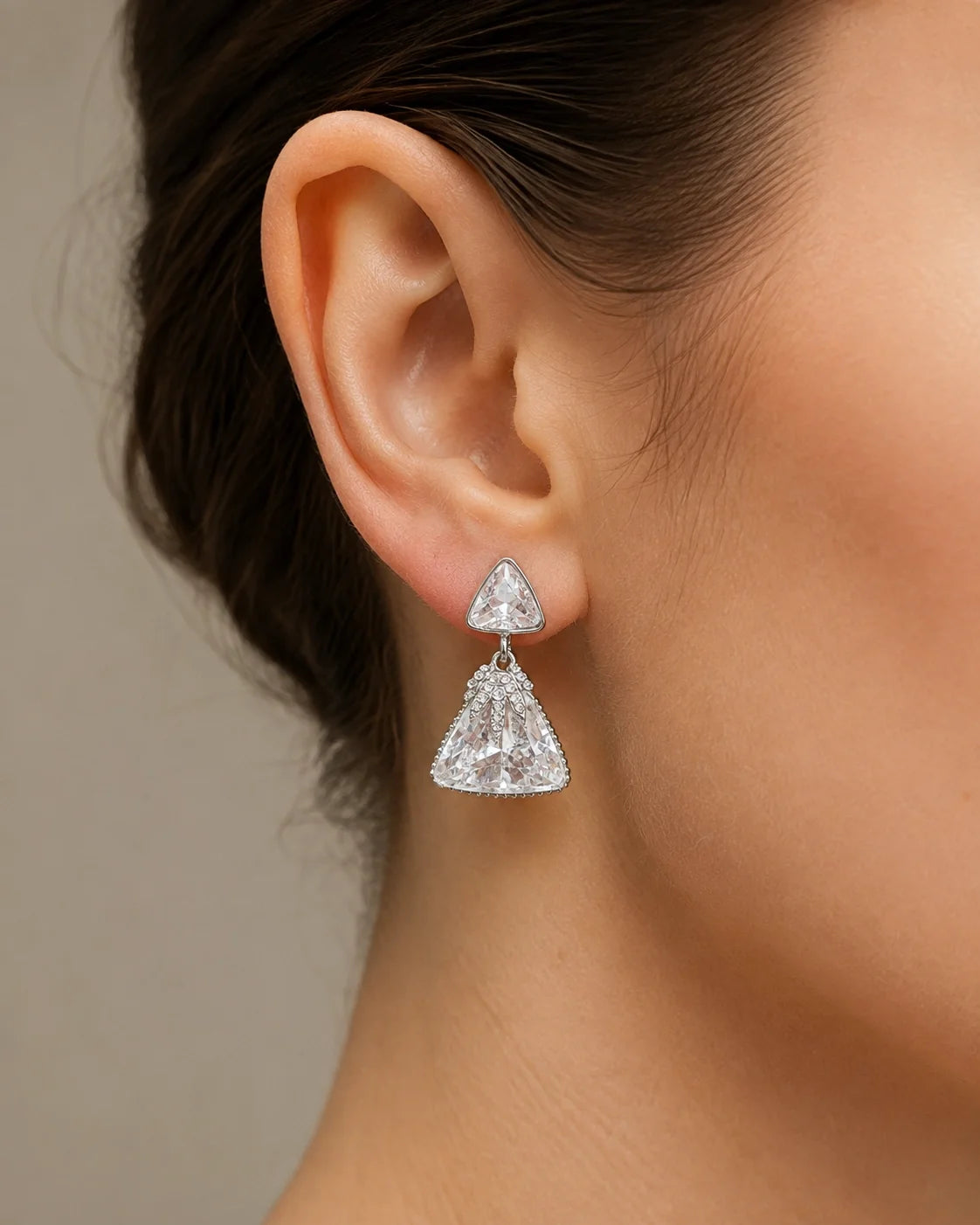 Earring with Studs - Hanging - Silver — lifestyle image