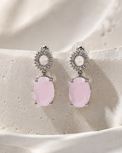 Zircon Single Earrings - Silver - Pink — product image
