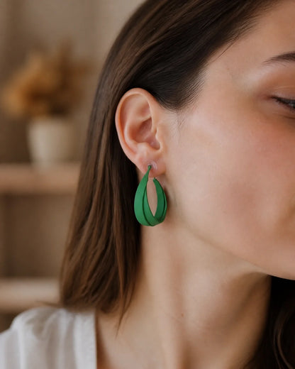 Curved Plastic Earrings - Green — lifestyle image