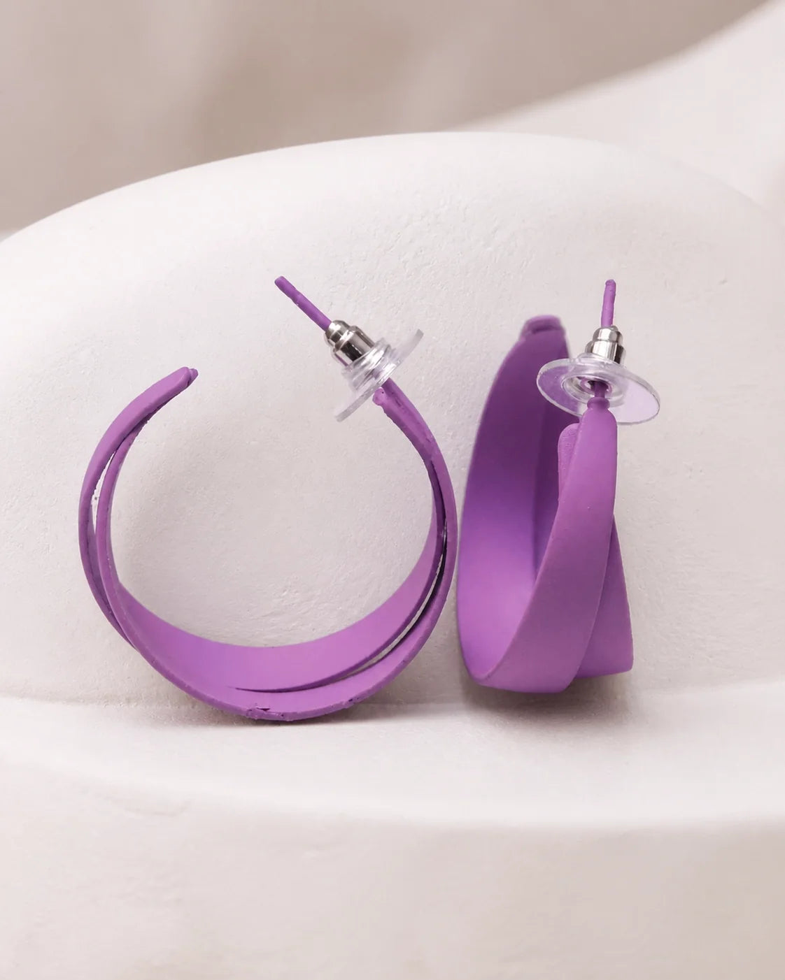 Curved Plastic Earrings - Purple — product image