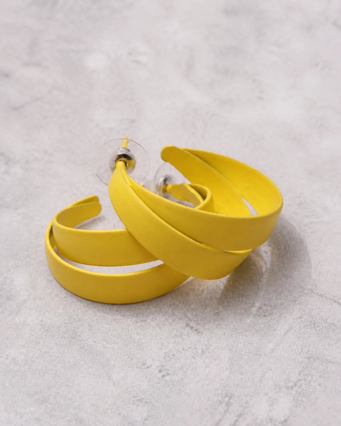 Curved Plastic Earrings - Yellow — product image