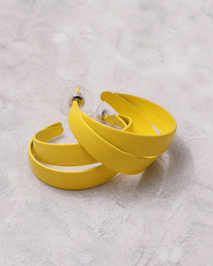 Curved Plastic Earrings - Yellow — product image