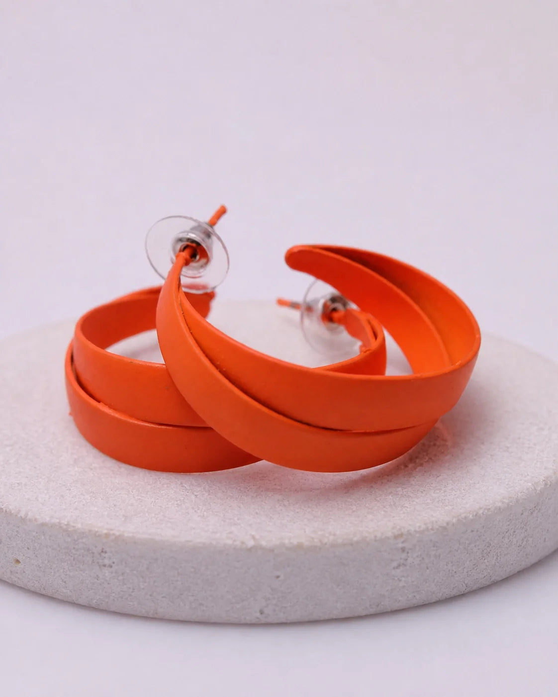 Curved Plastic Earrings - Orange — product image