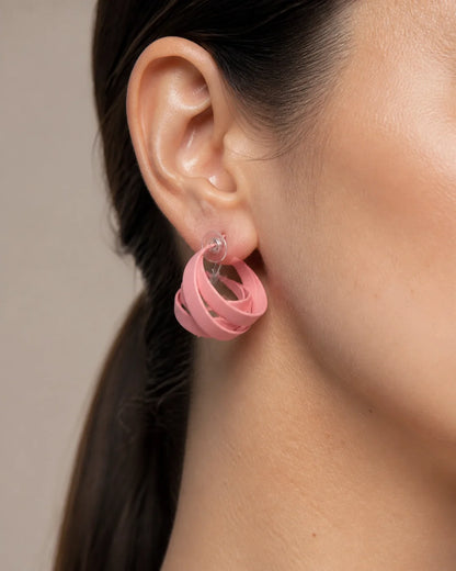 Curved Plastic Earrings - Baby Pink — lifestyle image