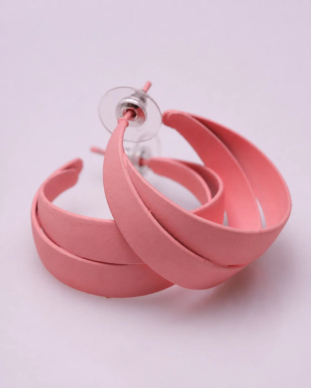 Curved Plastic Earrings - Baby Pink — product image