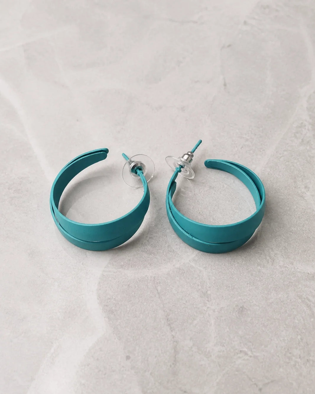 Curved Plastic Earrings - Aqua — product image