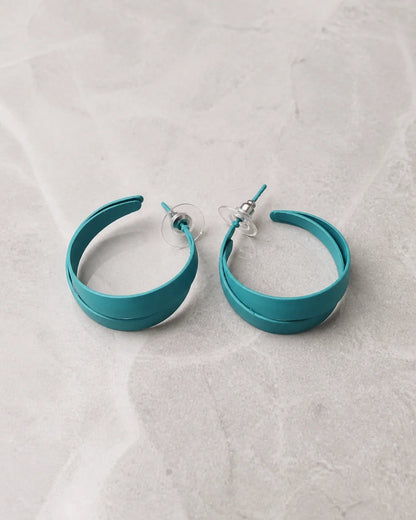 Curved Plastic Earrings - Aqua — product image