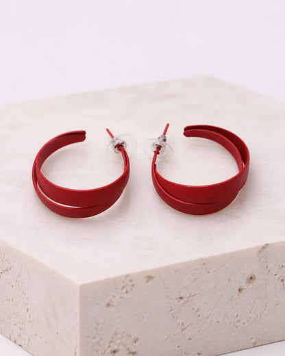 Curved Plastic Earrings - Red — product image