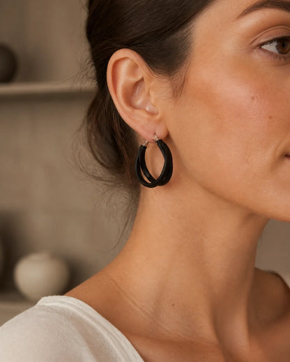 Bold Plastic Earrings - Black — lifestyle image
