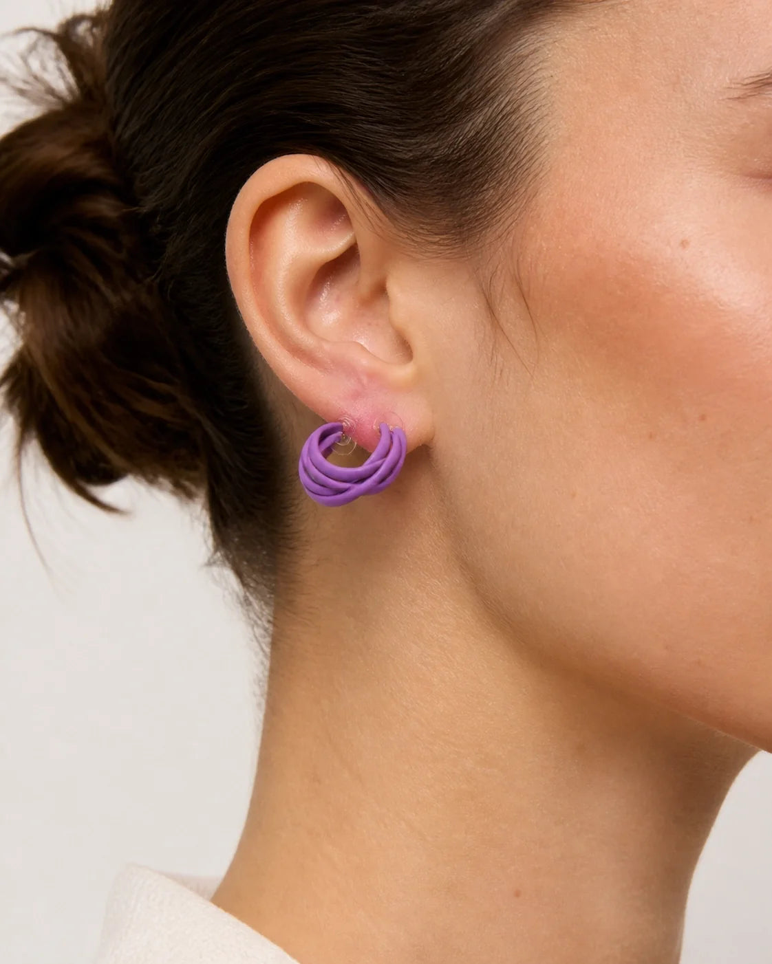 Bold Plastic Earrings - Purple — lifestyle image