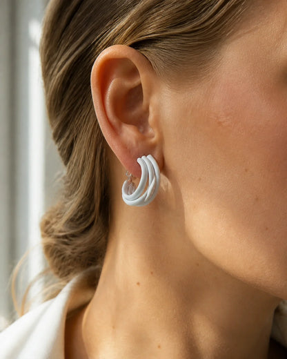 Bold Plastic Earrings - White — lifestyle image