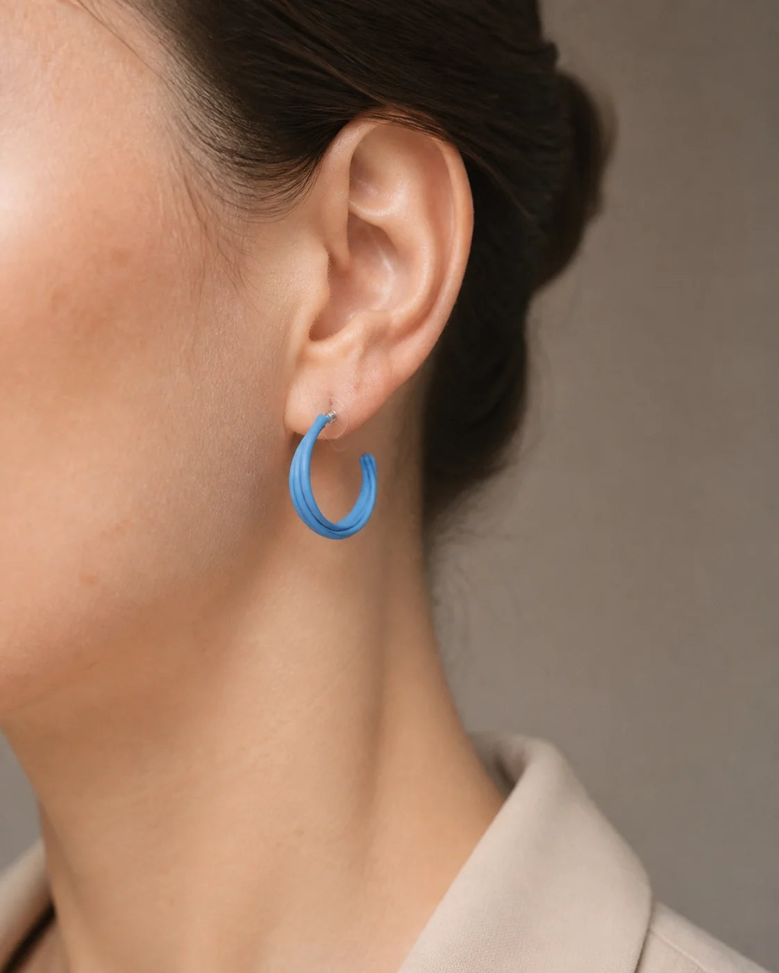 Bold Plastic Earrings - Blue — lifestyle image