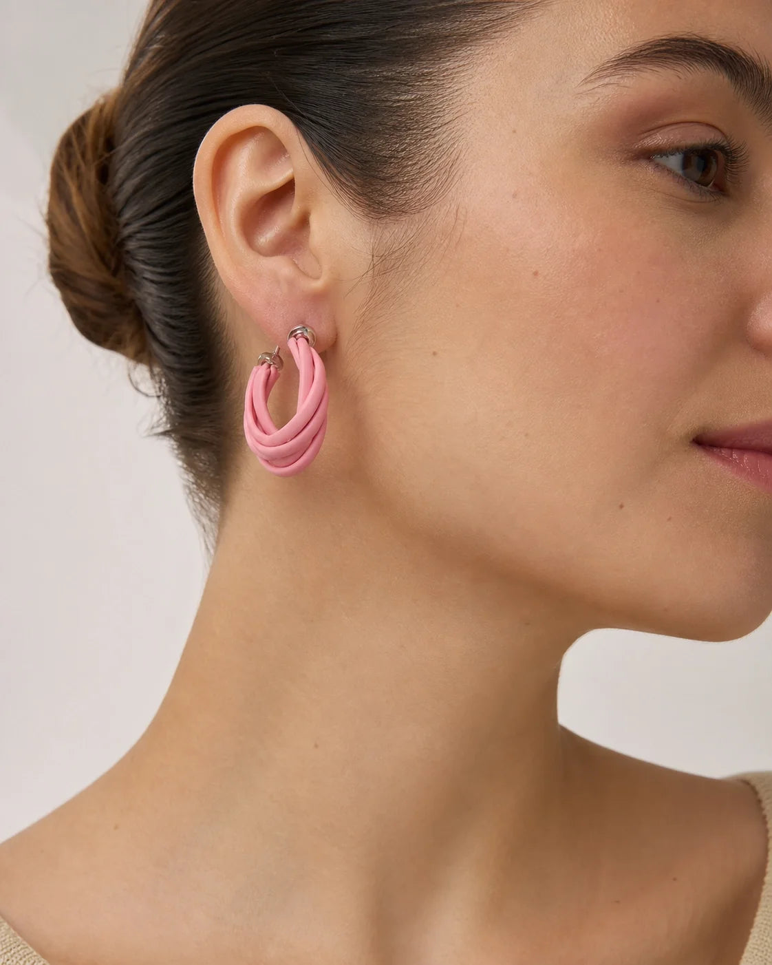 Bold Plastic Earrings - Baby Pink — lifestyle image