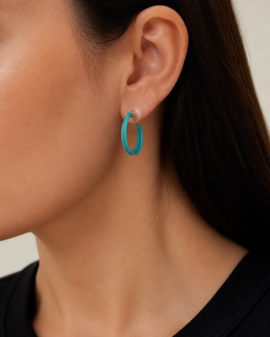Bold Plastic Earrings - Aqua — lifestyle image