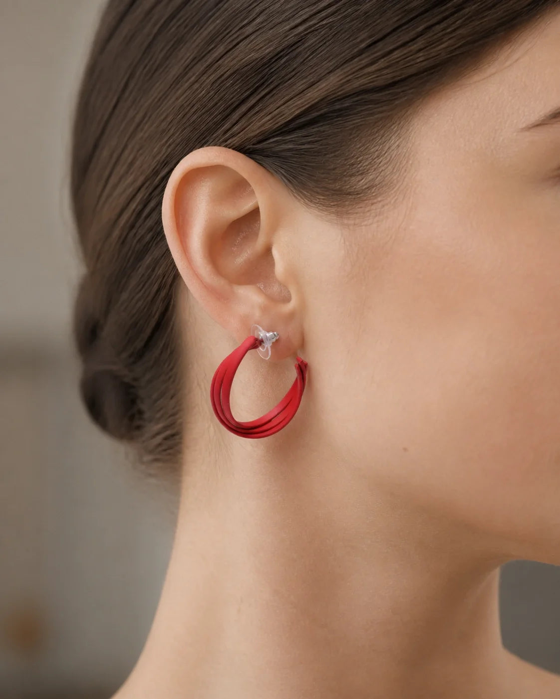 Bold Plastic Earrings - Red — lifestyle image