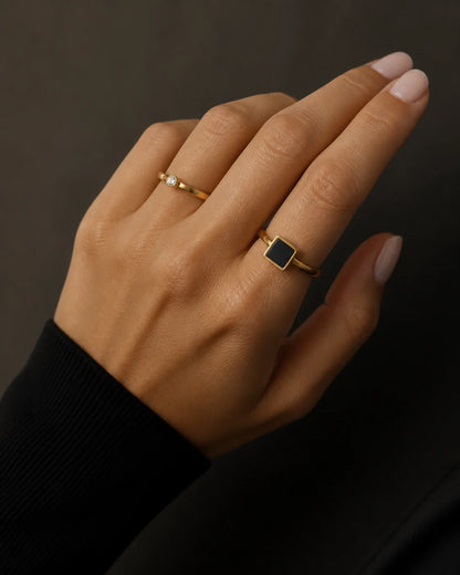 Double Band Ring - Black Gold Silver — lifestyle image