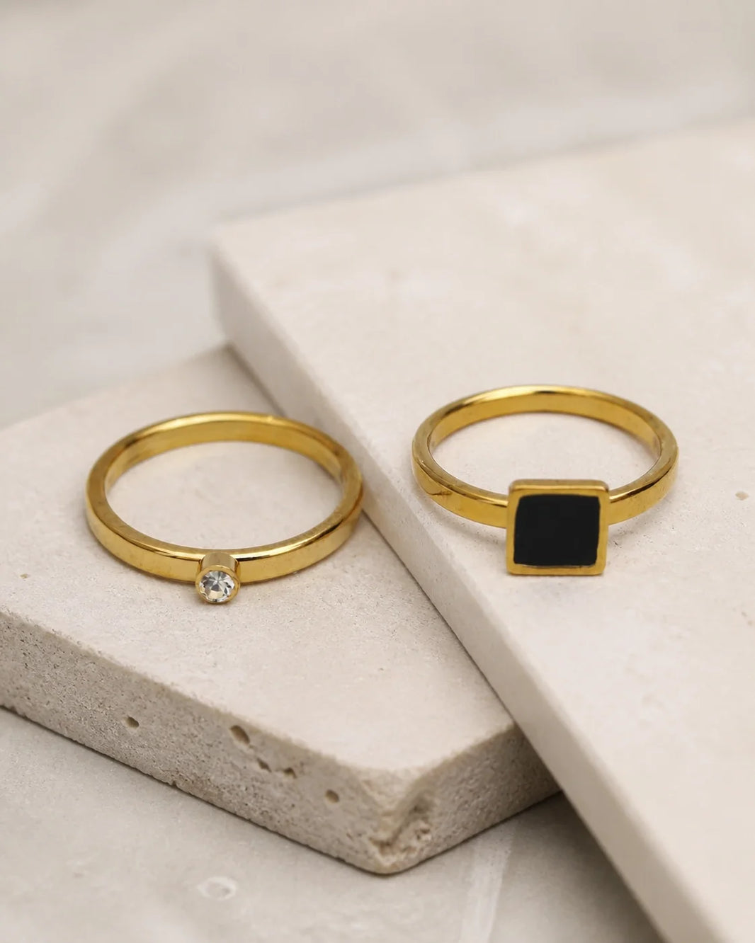 Double Band Ring - Black Gold Silver — product image