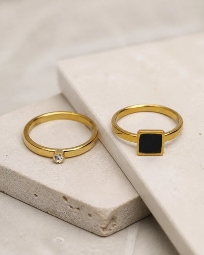 Double Band Ring - Black Gold Silver — product image
