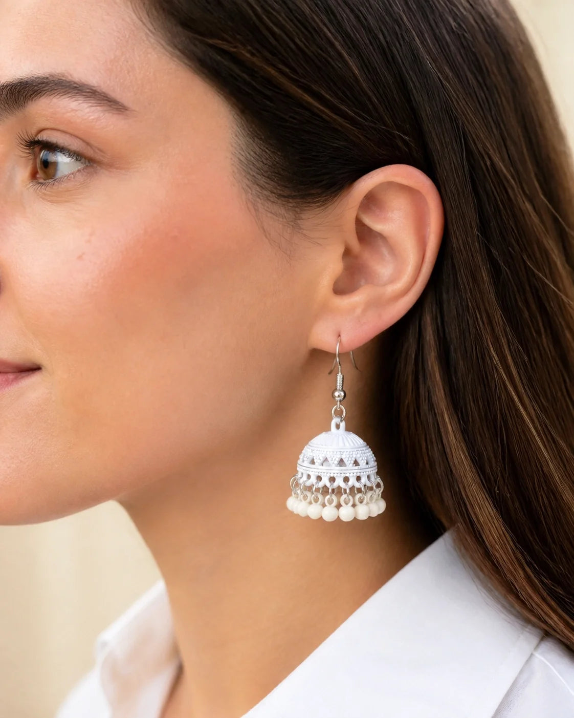 Colorful Jhumki - White — lifestyle image