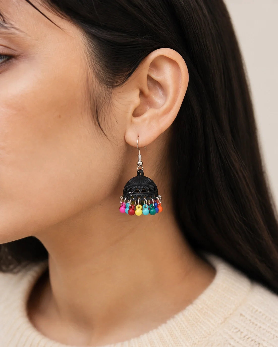 Colorful Jhumki - Black - Colorful — lifestyle image