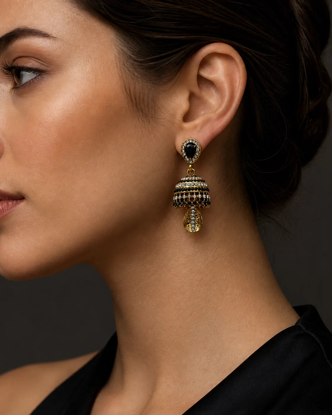 BlackGold Traditional Jhumki - Black Gold — lifestyle image