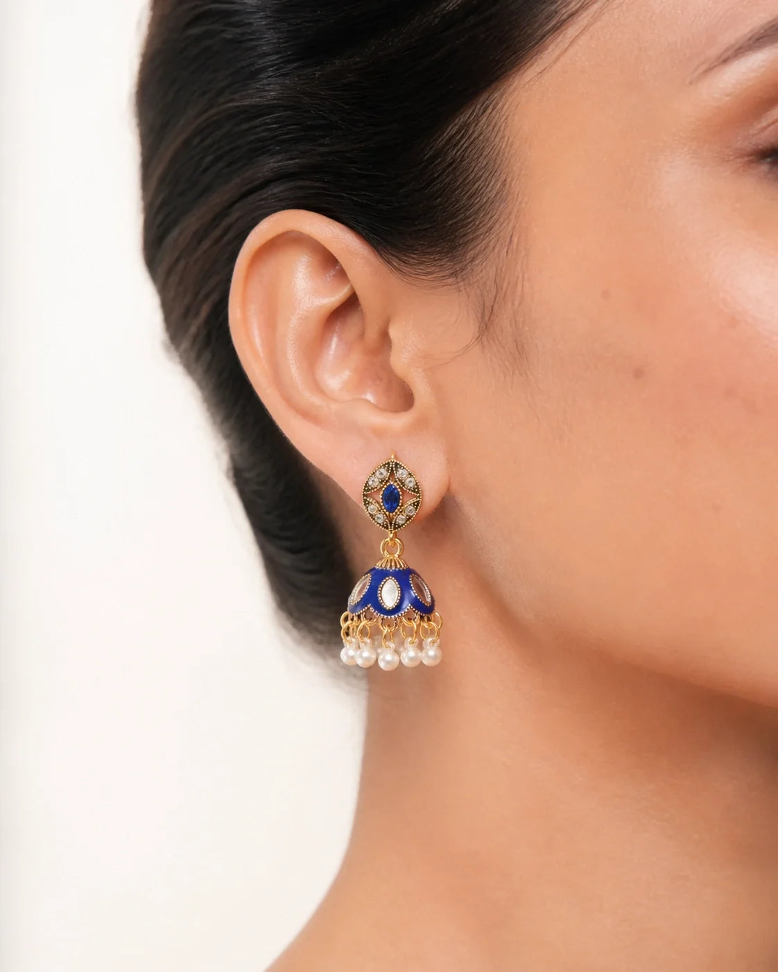 Traditional Jhumki - Navy Blue — lifestyle image