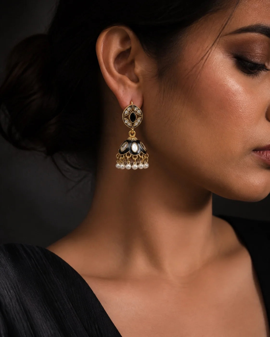 Traditional Jhumki - Black — lifestyle image